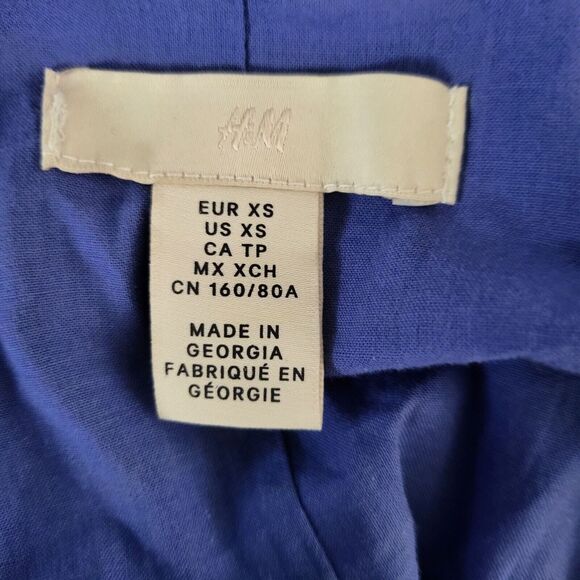 H&M Cottage Core Tunic Top XS Womens Long Sleeve V Neck Pullover Blue White - Picture 8 of 10